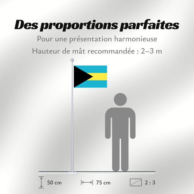 Proportions du drapeau : Bahamas Bahama Bahama s Das Bahamas Bahamów Y Bahamas La Bahamoj Bahaman Bahámaí Des Bahamas Ala Bahamayê Ynysow Bahama Знаме на Бахамите Pāmitl Bahamah Bahamakuna unanchan Statului Bahamas Флаг Багам Bahamov