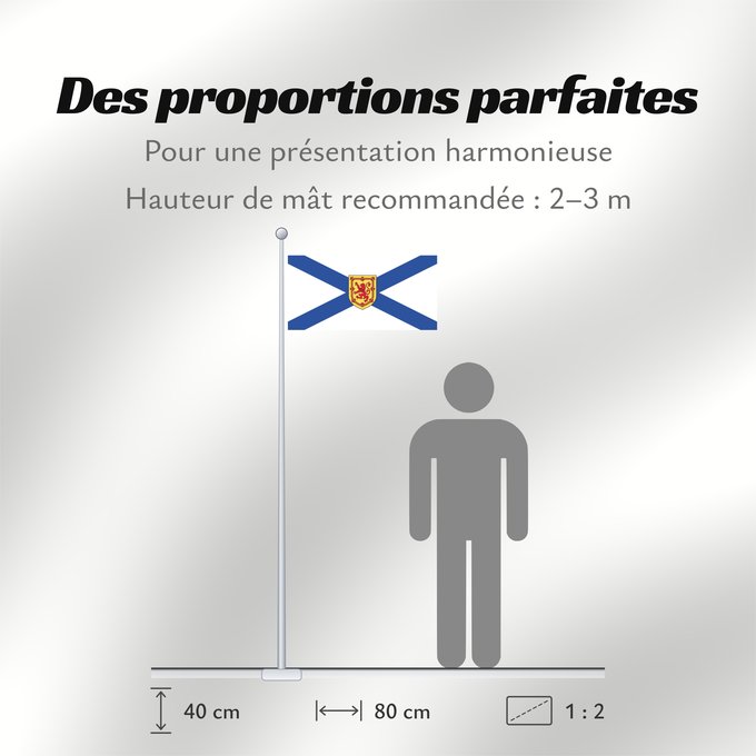 Proportions du drapeau : Nova Scotia Nouvelle-Écosse Nueva Escocia Banniel proviñs Skos-Nevez Nova Scotia
