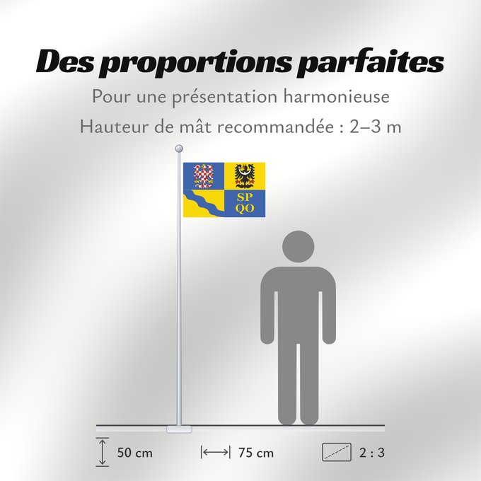Proportions du drapeau : Olomouc Region	Région d'Olomouc	Región de Olomouc	Region Olomouc	Olomouckého kraje