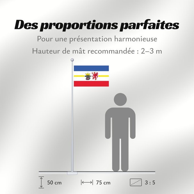 Proportions du drapeau : Mecklenburg-Western Pomerania	Mecklenburg-Vorpommern	Mecklembourg-Poméranie-Occidentale	Mecklemburgo-Pomerania Occidental	Meclemburgo-Pomerania Anteriore
