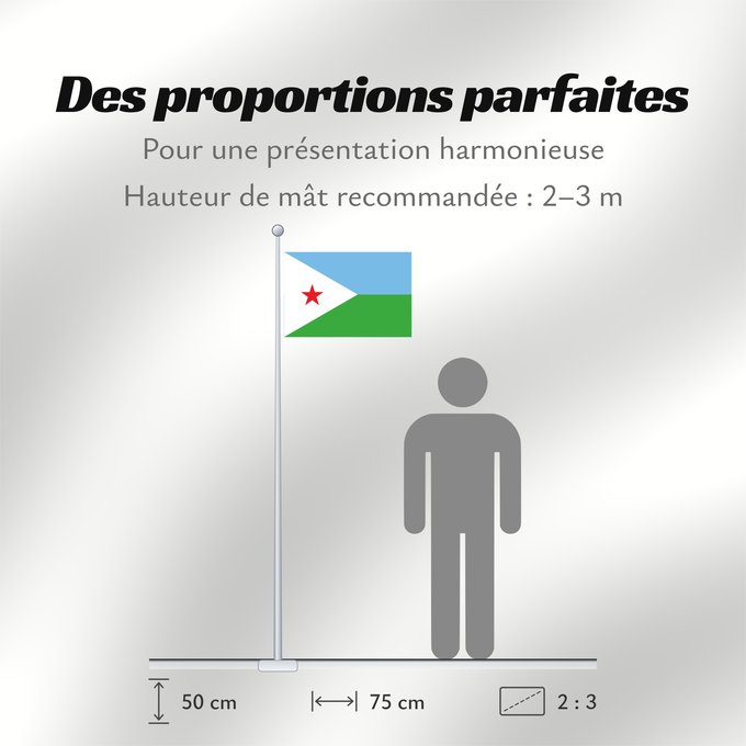 Proportions du drapeau : Djibouti Yibuti Dschibuti Gibuti Vo Dschibuti የጅቡቲ ሰንደቅ ዓላማ علم جيبوتي জিবুতির পতাকা Banniel Djibouti Džibutská vlajka Ĝibutio Djibutiko bandera Djiboutin Ala Cîbutî Džibučio Sainan i Dziboti Jiboti Džibutija Jabuuti Djiboutis Jibuti