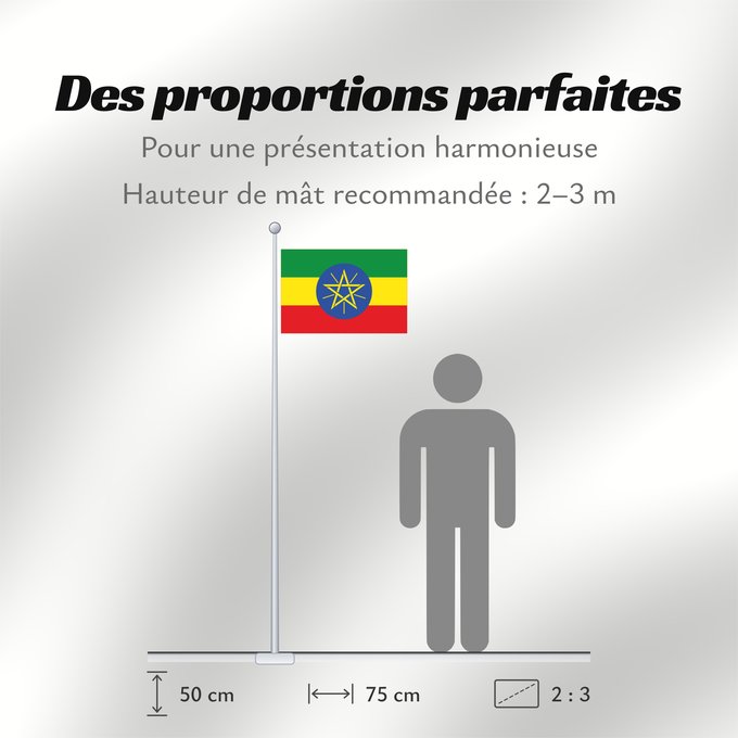 Proportions du drapeau : Ethiopia Éthiopie Etiopía Äthiopien Dell Etiopia የኢትዮጵያ ሰንደቅ ዓላማ Etiopie Σημαία της Αιθιοπίας Alaabaa Itoophiyaa Itoobiya Etiopiens