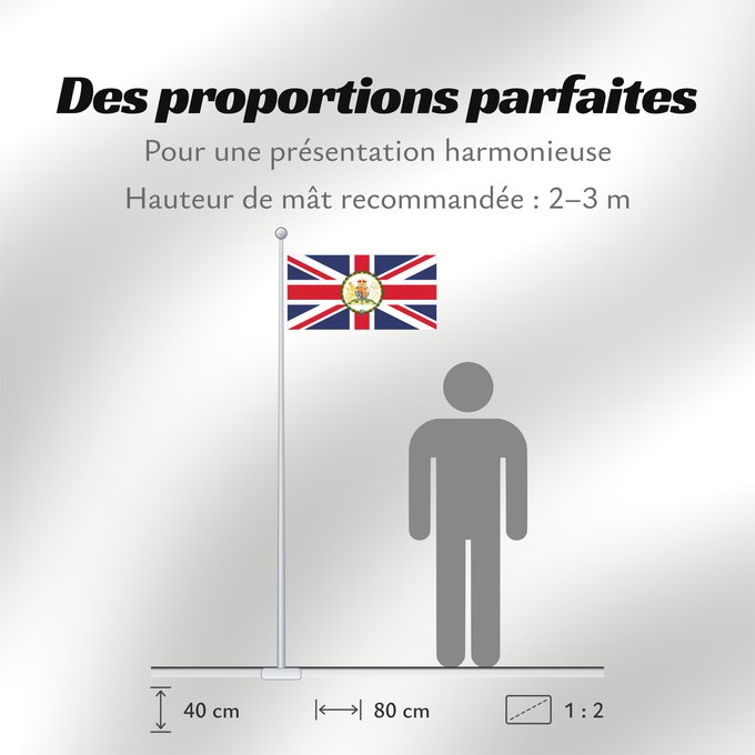 Proportions du drapeau : British Ambassador	British diplomatic flag used on the British Embassies	British Ambassador Ensign	Ambasciatore britannico Ensign