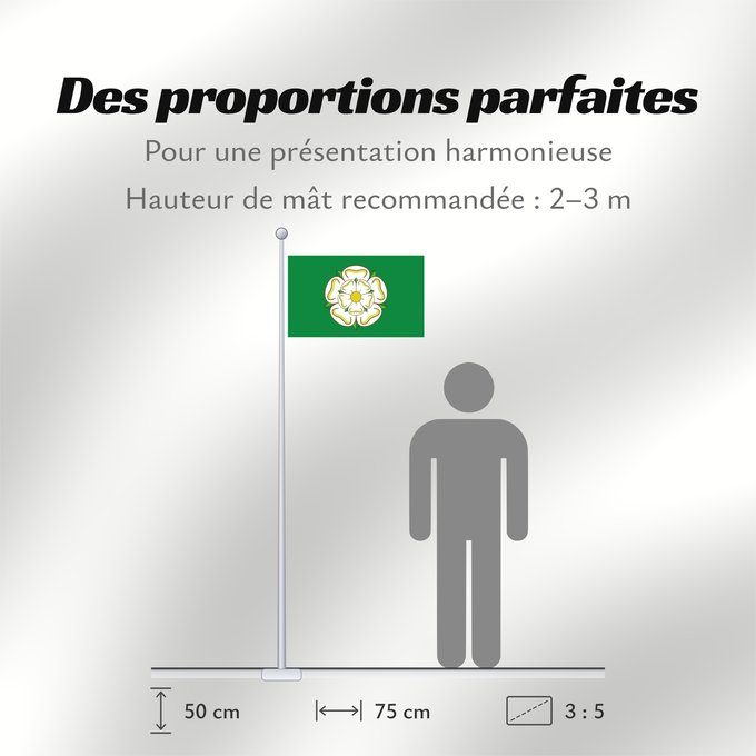 Proportions du drapeau : Unofficial county flag of North Yorkshire Unofficial County Flag of North Yorkshire - the White Rose of York on a green ground Yorkshire du nord Yorkshire del norte North Yorkshire Yorkshire del nord