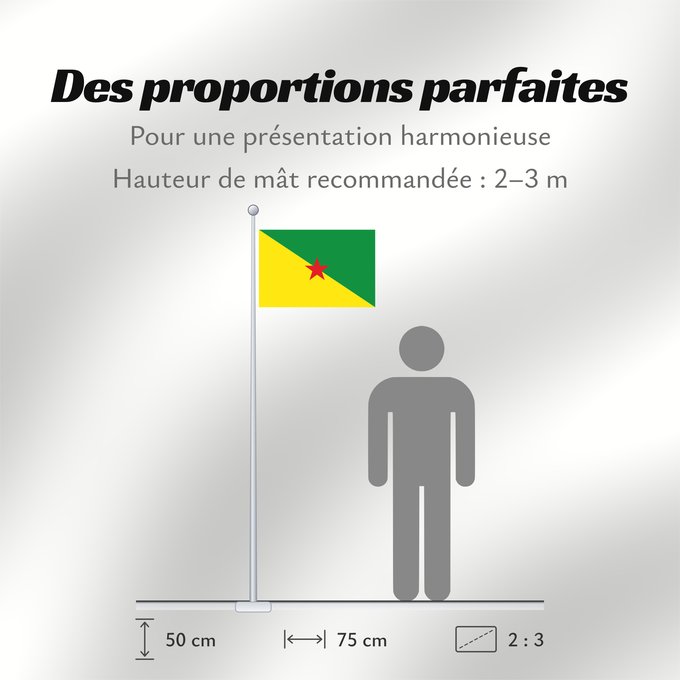 Proportions du drapeau : French Guiana	Guyane	Guayana Francesa	Französisch-Guayana	Guyana Francese