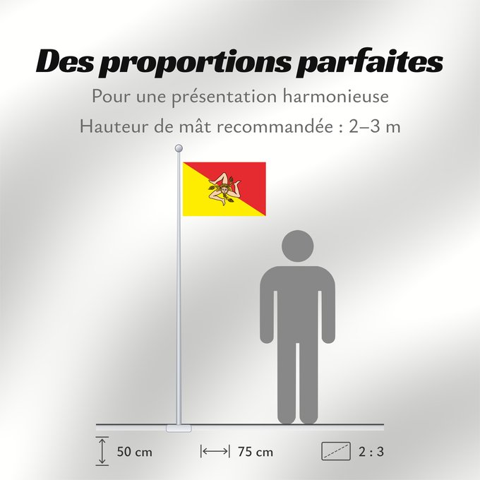 Proportions du drapeau : Sicilian	Sicilian Region	Région Sicilienne	Región Siciliana	Sizilianischen Region  oder der Autonomen Region Sizilien	Regione Sicilia	Região Siciliana	Regionu Sycylia	Bannera dâ Riggiuni Siciliana