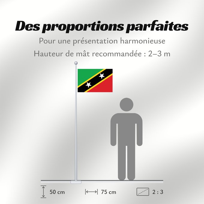 Proportions du drapeau : Saint Kitts and Nevis	Saint-Christophe-et-Niévès	San Cristóbal y Nieves	St. Kitts und Nevis	Saint Kitts e Nevis	Saint Kitts a Nevis	Shan Críostóir-Nimheas	Sen Kitts ha Nevis	Флаг Сент-Китса и Невиса	Saunt Kitts an Nevis	Saint Kittsa in Nevisa