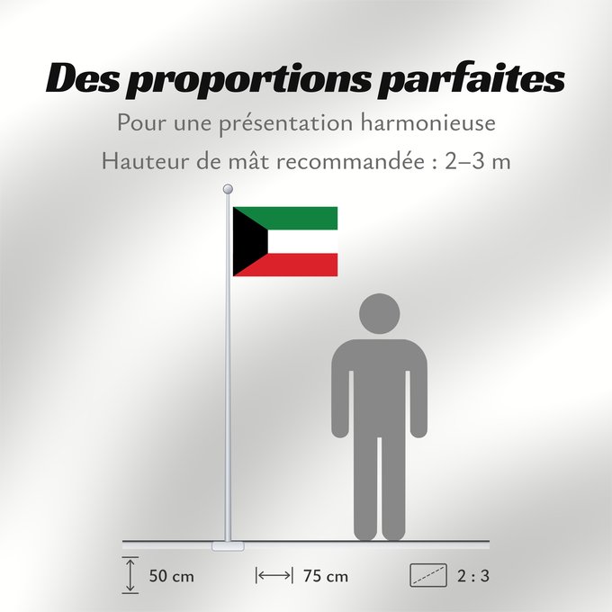 Proportions du drapeau : Kuwait Koweït Kuwaitlabel QS Les