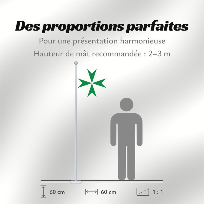 Proportions du drapeau : Militärischer und Hospitalischer Orden des Heiligen Lazarus von Jerusalem