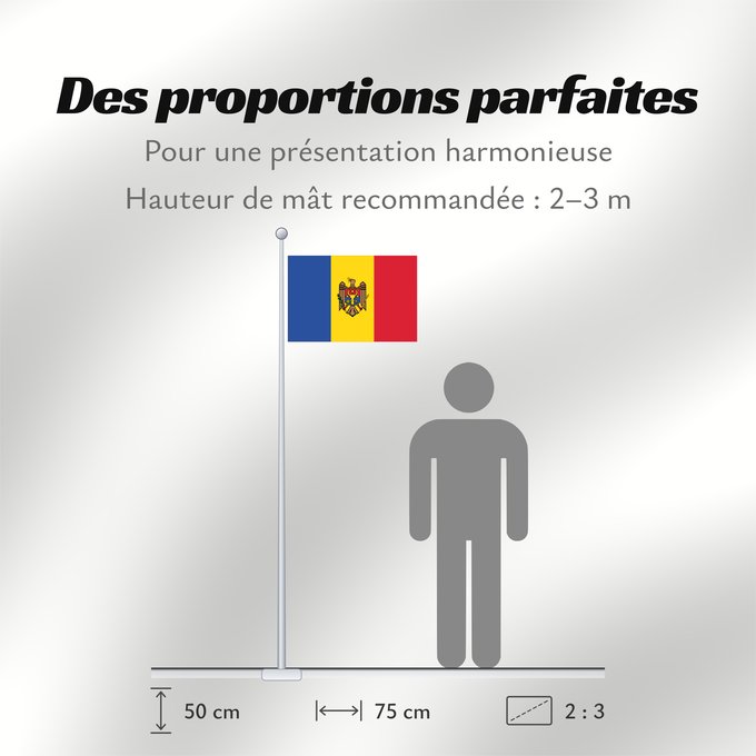 Proportions du drapeau : Moldova Moldavie Moldavia Moldawien (Republik Moldau)