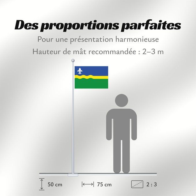 Proportions du drapeau : Flevoland	Flevoland 	Flevolanda	Fan Flevolân	Vlage van Flevolaand	Vlagge van Flevoland