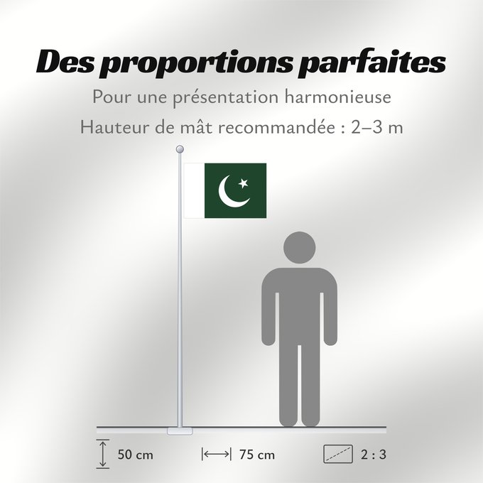 Proportions du drapeau : Pakistan Pakistan Pakistán Paquistão علم باكستان পাকিস্তানের জাতীয় পতাকা পাকিস্তানর ফিরালহান Pakistano पाकिस्तान का ध्वज ପାକିସ୍ତାନୀ ଝଣ୍ଡା ਪਾਕਿਸਤਾਨ ਦਾ ਕੌਮੀ ਝੰਡਾ د پاکستان بيرغ Флаг Пакистана Pakistana பாக்கித்தான் கொடி Прапор Пакистану پاکستان کا پرچم