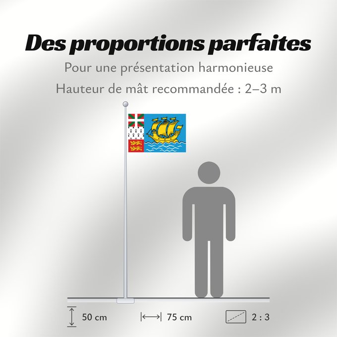 Proportions du drapeau : Saint-Pierre and Miquelon	Unofficial flag of Saint-Pierre and Miquelon	Non officiel de Saint-Pierre-et-Miquelon	San Pedro y Miquelón. Uso no oficial	Saint-Pierre und Miquelon	Saint-Pierre e Miquelon	Banniel anofisiel Sant-Pêr-ha-Mikelon	Ez ofiziala