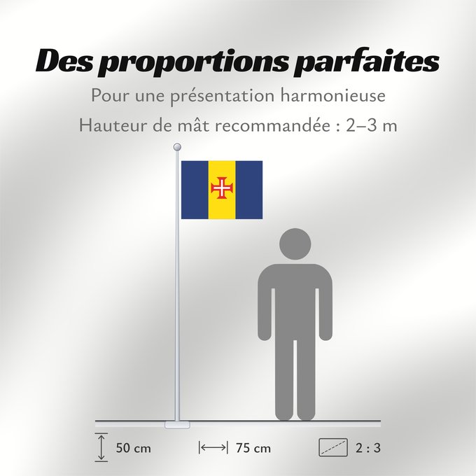 Proportions du drapeau : Madeira	Autonomous Region of Madeira, Portugal	Madera	Região Autónoma da Madeira