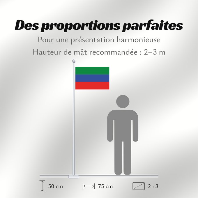 Proportions du drapeau : FlagofDaghestan	Dagestan	République du Daguestan	República de Daguestán	 Republik Dagestan	Repubblica del Daghestan