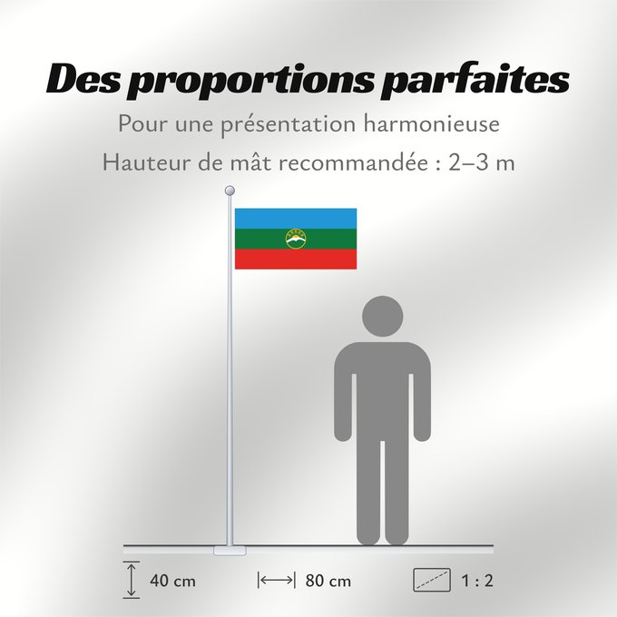Proportions du drapeau : Karachay-Cherkessia	Karachay-Cherkess Republic	 Karatchaïévo-Tcherkessie	Karatschai-Tscherkessien	Karachay-Circassia