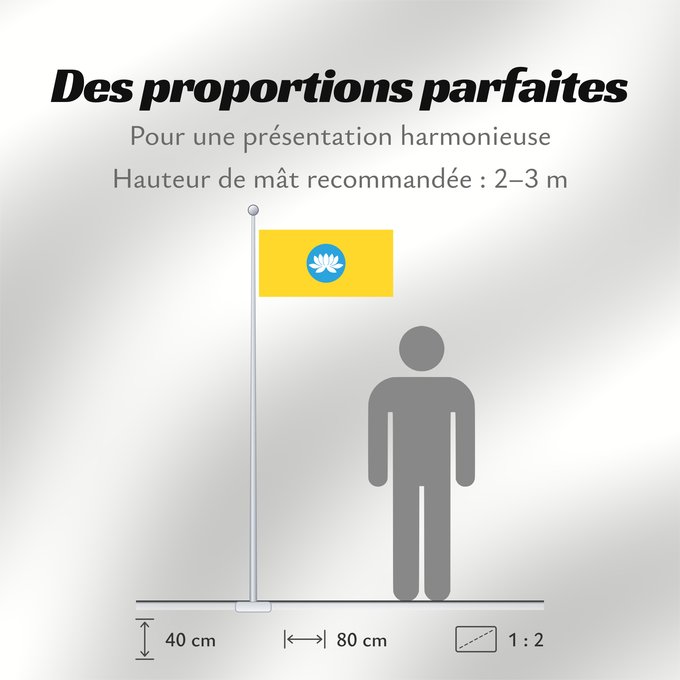 Proportions du drapeau : Kalmykia	Kalmoukie	República de Kalmukia 	Kalmückien	Флаг Республики Калмыкия	Туг Хальмг Таңһч
