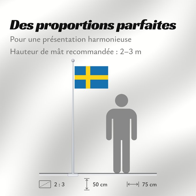 Proportions du drapeau : Sweden	Suède	Suecia	Schweden	Svezia