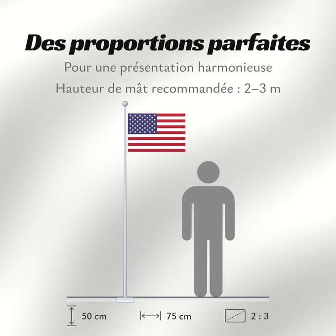 Proportions du drapeau : United States États-Unis Estados Unidos Vereinigte Staaten von Amerika Stati Uniti