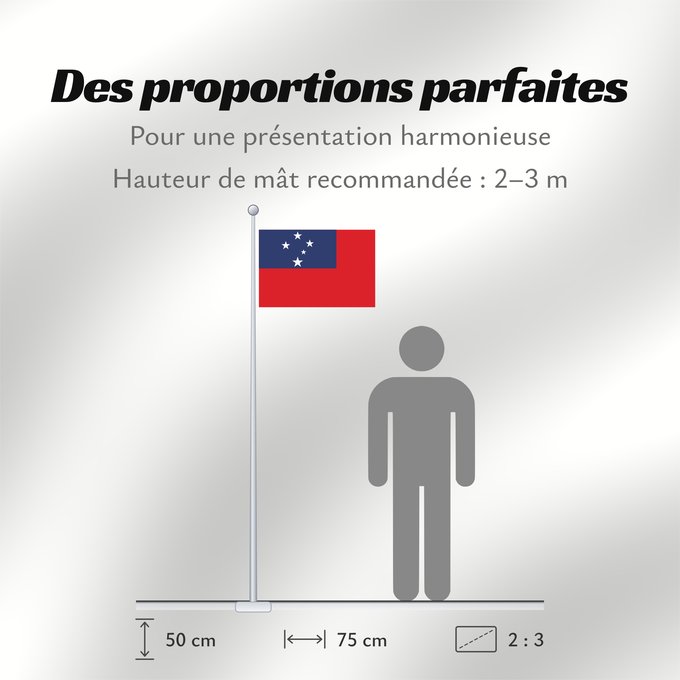 Proportions du drapeau : Samoa Pīwari o Hāmoa Samoe Fu‘a o Sāmoa