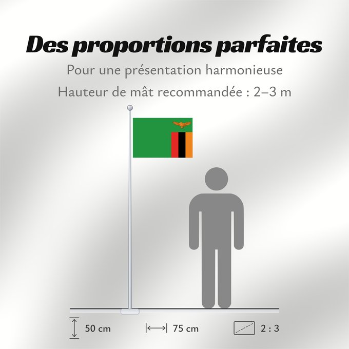 Proportions du drapeau : Zambia Zambie Sambia Zambio Saimbia Zambi Mbendera ya Zambia Флаг Замбии Zambije Mujeko ya Zambia Folaga la Zambia
