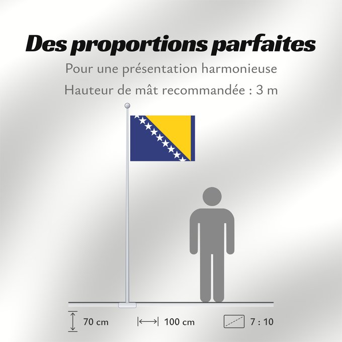 Proportions du drapeau : Bosnia and Herzegovina	Bosnie-Herzégovine	Bosnia y Herzegovina	Bosnien und Herzegowina	Bosnia-Erzegovina	Bosnië en Herzegovina	Bośni i Hercegowiny	علم البوسنة والهرسك	Bosne i Hercegovine	Bosny a Hercegoviny	Боснꙑ ꙁнамѧ / Ⰱⱁⱄⱀⱏⰺ ⰸⱀⰰⰿⱔ	Bosnien-Hercegovinas	