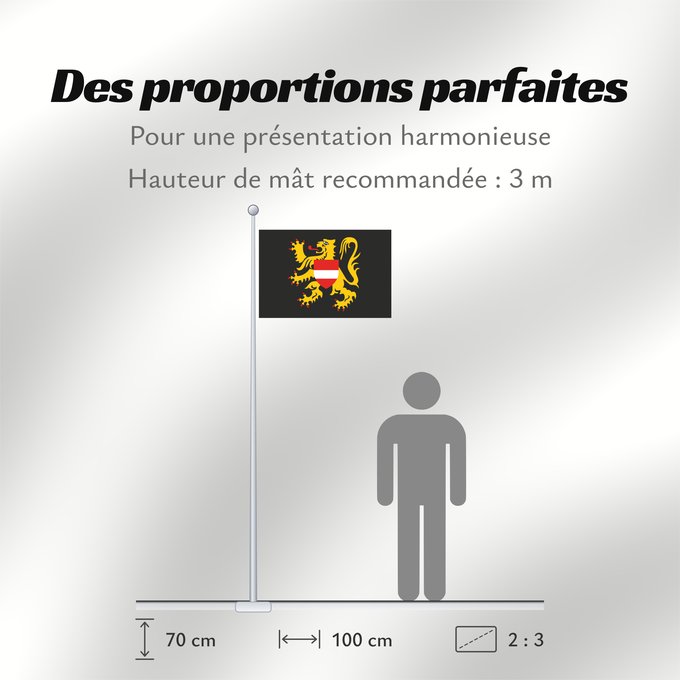 Proportions du drapeau : Flemish Brabant	Pavillon de la province Flamande du Brabant  Belgique	Brabante Flamenco	Flämisch-Brabant	Brabante Fiammingo