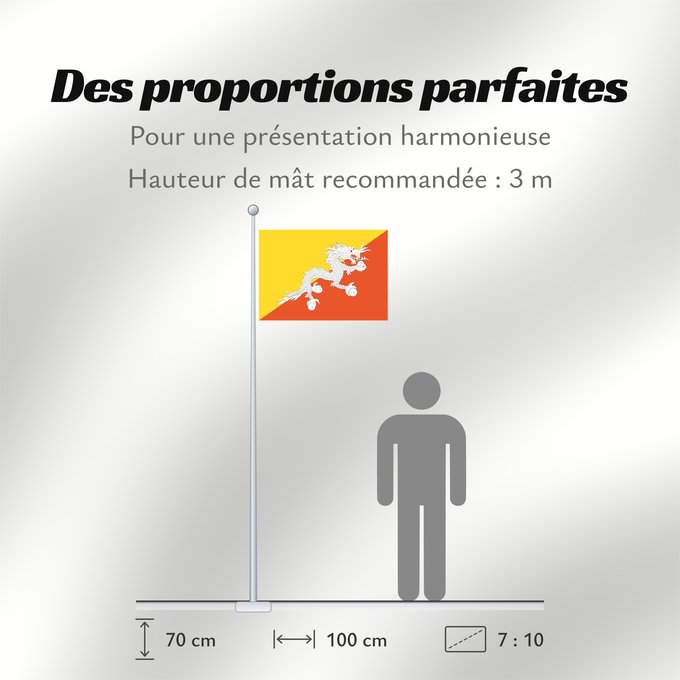 Proportions du drapeau : Bhutan	Bhoutan	Bután	Butão	علم بوتان	ভূটানের পতাকা	ཧྥ་རན་ས་ཀྱི་དར་ཆ།	Bhutani lipp	Bhutanin	Watawat ng Bhutan	भूटान का ध्वज	Флаг Бутана	Butana	Bhutans	Bhutanu	ธงชาติ ประเทศภูฏาน