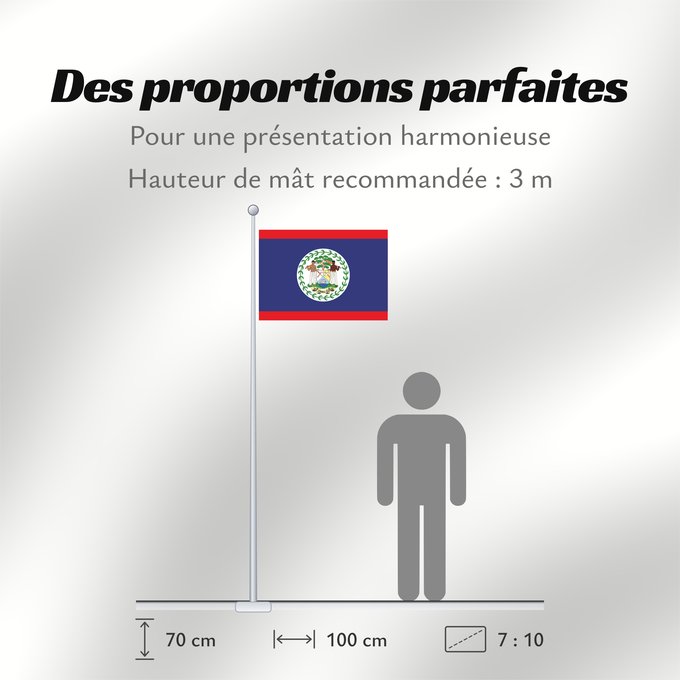 Proportions du drapeau : Belize Belice Banniel Belize Belizen Belizae Флаг Белиза Belizeja Belizes Quốc kỳ Belize