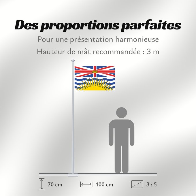 Proportions du drapeau : British Columbia	Colombie-Britannique	Columbia Británica	Columbia Britannica	Banniel proviñs Kolombia Vreizhveuriat  British Columbia