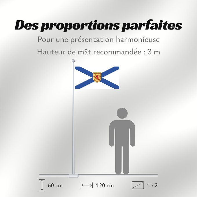 Proportions du drapeau : Nova Scotia Nouvelle-Écosse Nueva Escocia Banniel proviñs Skos-Nevez Nova Scotia