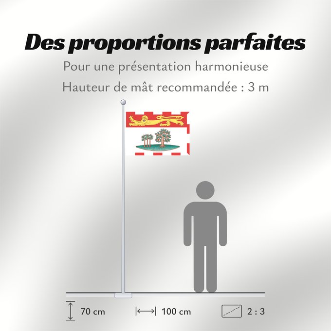 Proportions du drapeau : Prince Edward Island	L Île-du-Prince-Édouard	Isola del Principe Edoardo	Banniel Enez ar Priñs Edouarzh