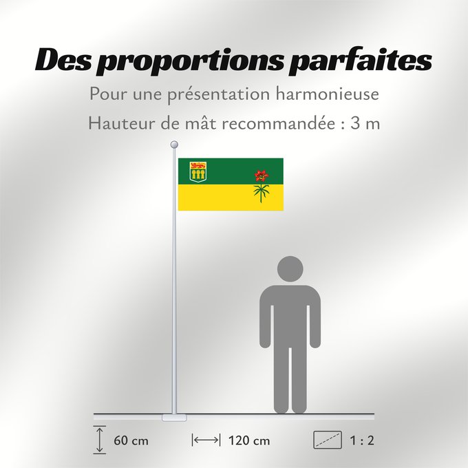 Proportions du drapeau : Saskatchewan	Banniel proviñs Saskatchewan, Kanada
