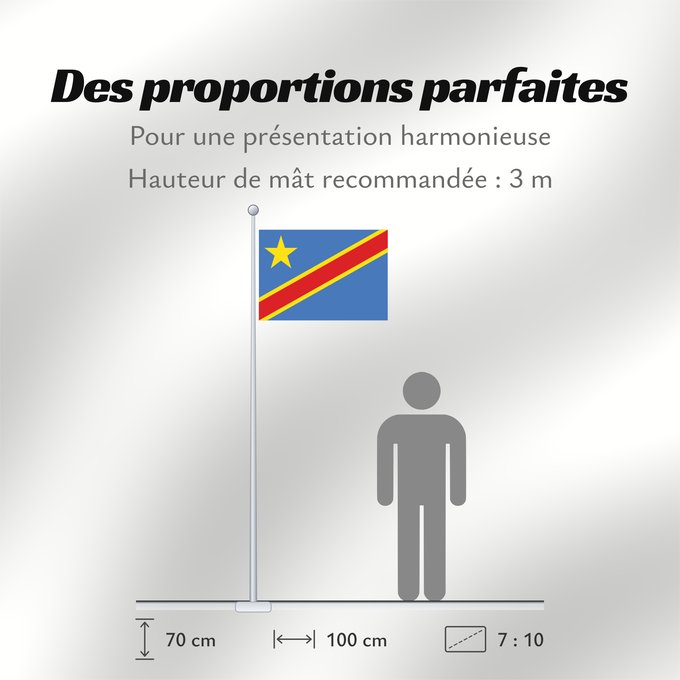 Proportions du drapeau : Democratic Republic of the Congo The national flag of the Democratic Republic of the Congo La République démocratique du Congo Rep. Dem. del Congo Demokratischen Republik Kongo Repubblica Democratica del Congo Democratische Republiek Congo علم جمهورية الك