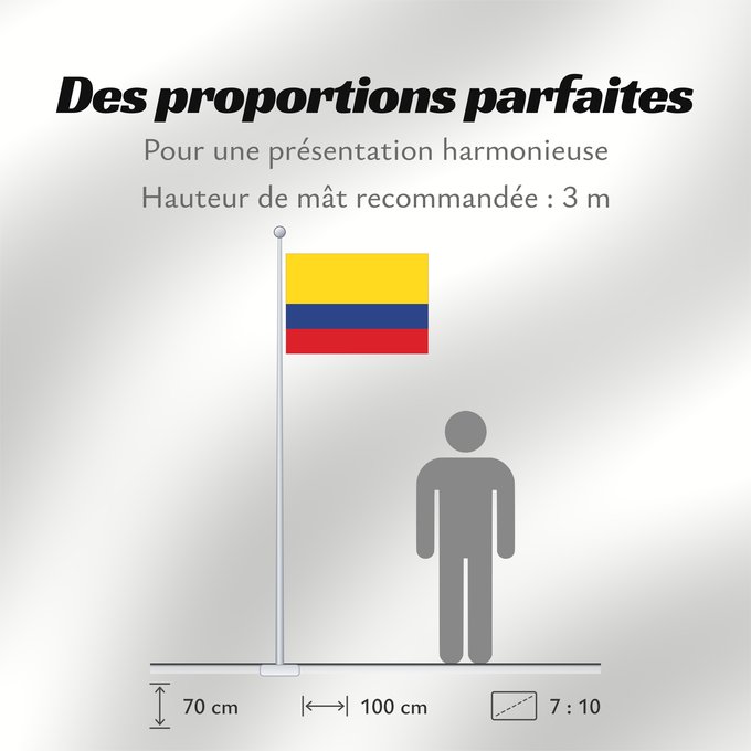 Proportions du drapeau : Colombia Colombie República de Colombia Kolumbien Colômbia Kolumbii Kolombio Columbiei Флаг Колумбии Štátna vlajka Kolumbie Kolumbije Colombias Kolombiya