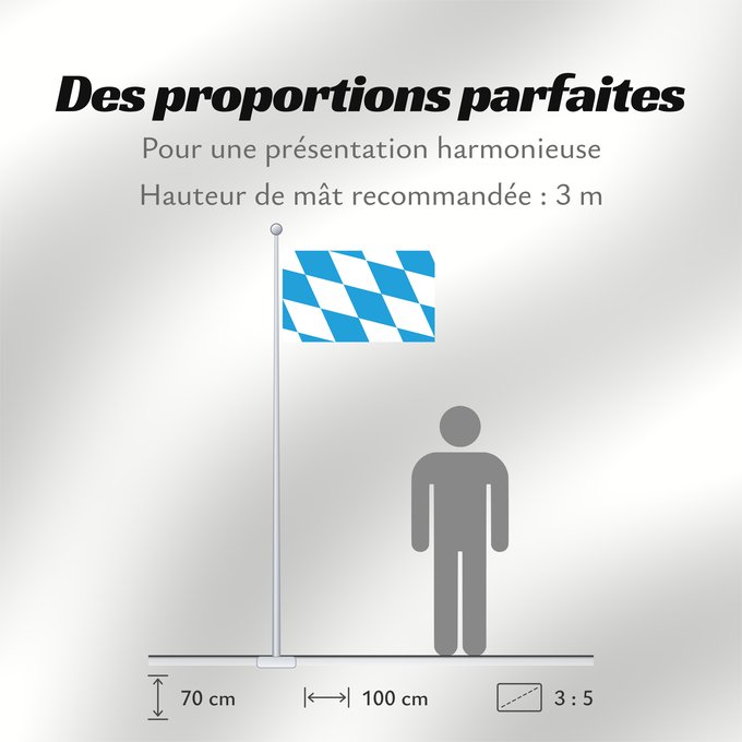 Proportions du drapeau : Bavaria lozengy The lozengy variant of the flag of Bavaria Bavaria Die Rautenflagge des Freistaates Bayern seit 1971. Das Seitenverhältnis ist nicht vorgegeben Baviera Bavorska