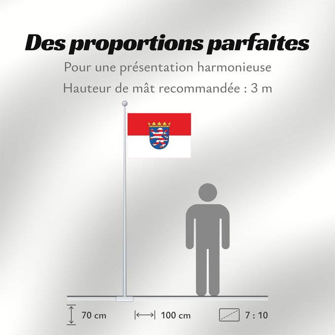 Proportions du drapeau : Hesse	Hessen	Assia