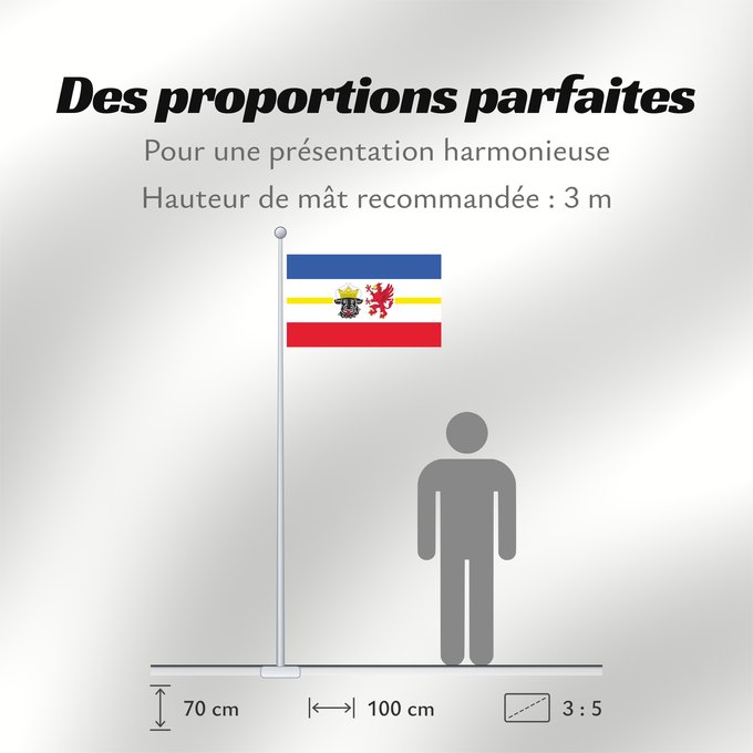 Proportions du drapeau : Mecklenburg-Western Pomerania Mecklenburg-Vorpommern Mecklembourg-Poméranie-Occidentale Mecklemburgo-Pomerania Occidental Meclemburgo-Pomerania Anteriore