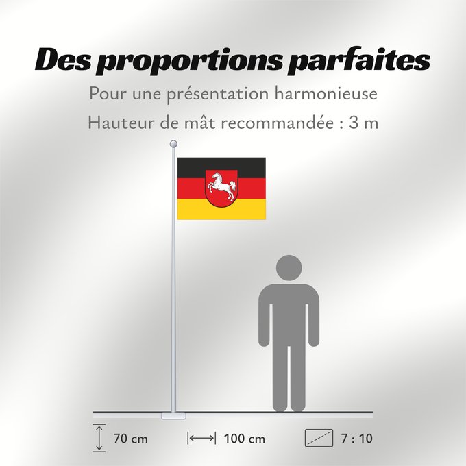 Proportions du drapeau : Lower Saxony	Baja Sajonia	Niedersachsen	Bassa Sassonia