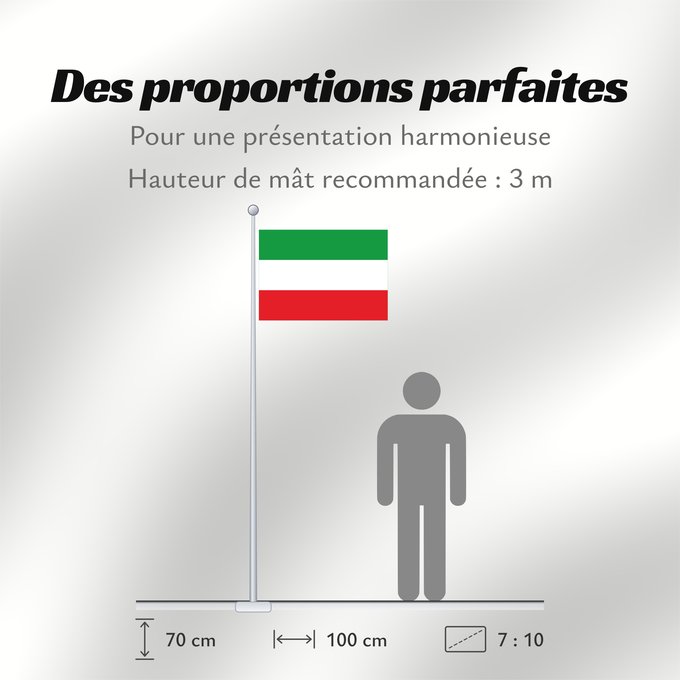 Proportions du drapeau : North Rhine-Westphalia	Civil flag of North Rhine-Westphalia	Rhénanie-du-Nord - Westphalie	Renania del Norte-Westfalia	Landesflagge Nordrhein-Westfalens	Renania Settentrionale-Vestfalia	Banniel Nordrhein-Westfalen