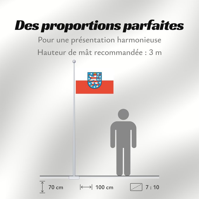 Proportions du drapeau : Thuringia	Thuringe	Turingia	Thüringen