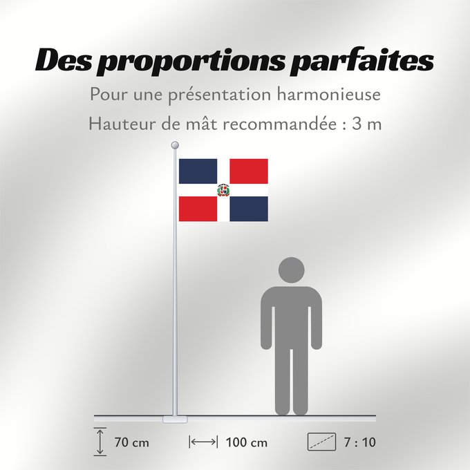 Proportions du drapeau : Dominican Republic Dominican Republic has a centered white cross that extends to the edges République dominicaine Republica Dominicana Dominikanischen Republik hat ein zentriertes weißes Kreuz Repubblica Dominicana Dominicaanse Republiek Nacional da Repúb