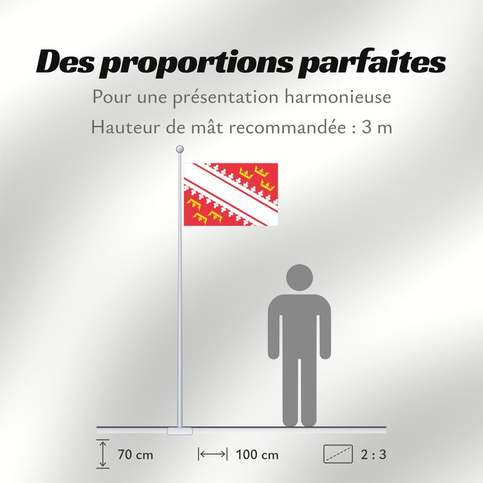 Proportions du drapeau : Alsace L’Alsace Alsacia Französischen Region Elsass Alsazia