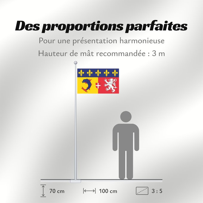 Proportions du drapeau : Rhône-Alpes Region Rhône-Alpes in France Région Rhône-Alpes en France Ródano-Alpes Rodano-Alpi Franse regio Rhône-Alpes