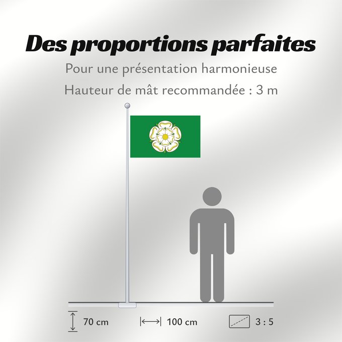 Proportions du drapeau : Unofficial county flag of North Yorkshire Unofficial County Flag of North Yorkshire - the White Rose of York on a green ground Yorkshire du nord Yorkshire del norte North Yorkshire Yorkshire del nord