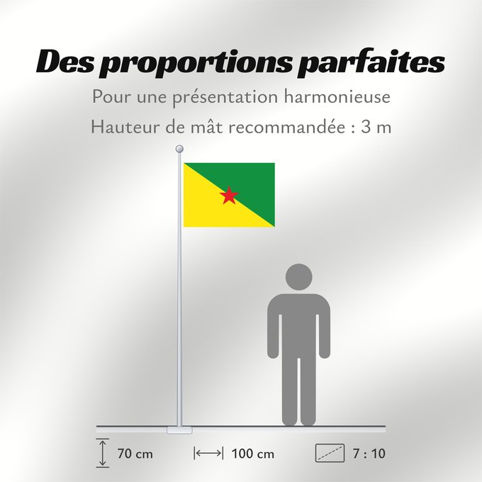 Proportions du drapeau : French Guiana	Guyane	Guayana Francesa	Französisch-Guayana	Guyana Francese