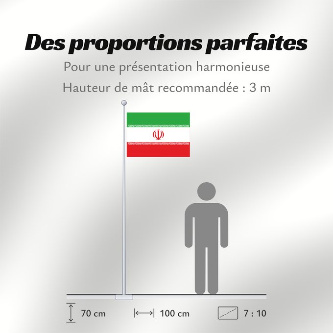 Proportions du drapeau : Iran Irán