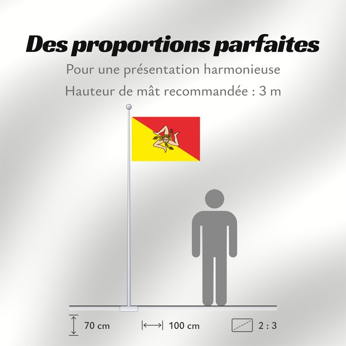 Proportions du drapeau : Sicilian	Sicilian Region	Région Sicilienne	Región Siciliana	Sizilianischen Region  oder der Autonomen Region Sizilien	Regione Sicilia	Região Siciliana	Regionu Sycylia	Bannera dâ Riggiuni Siciliana