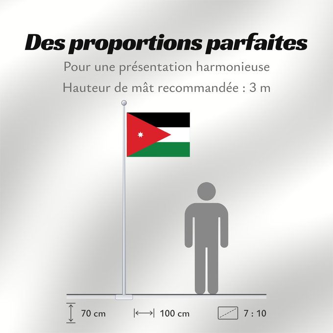Proportions du drapeau : Jordan Jordanie Jordania Jordanien Giordania Jordanië علم الأردن Jordanio Iordaniei Флаг Иордании Jordanije Ürdün