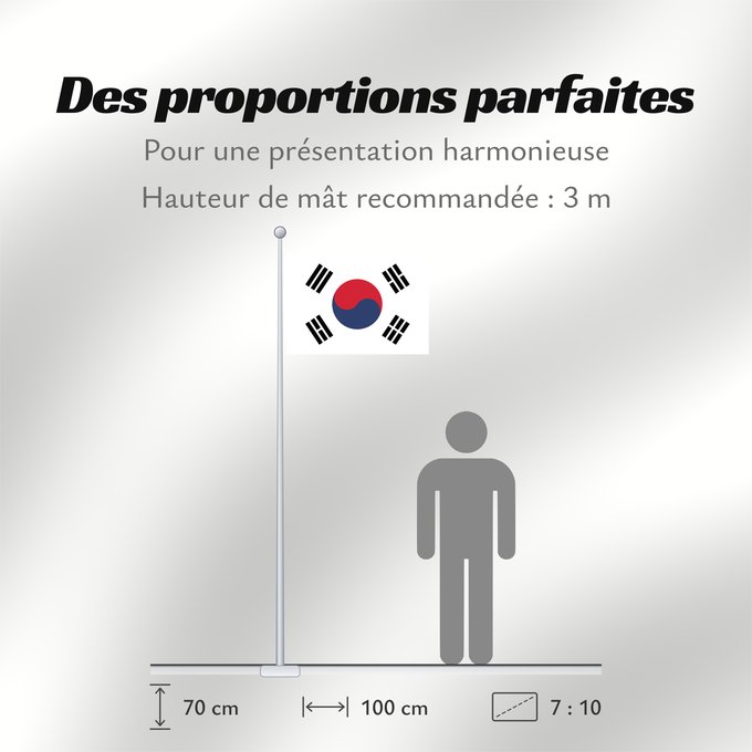 Proportions du drapeau : South Korea	Republic of Korea  South Korea	Corée du Sud	Corea del Sur	Südkoreas	Corea del Sud	Zuid-Korea	Coreia do Sul	Korei Południowej	علم كوريا الجنوبية  جمهورية كوريا	Cənubi Koreya	দক্ষিণ কোরিয়ার পতাকা	ལྷོ་ཀོ་རི་ཡ། དར་ཆ།	Južne Koreje	​大韓民國國旗 / Dâi-hà